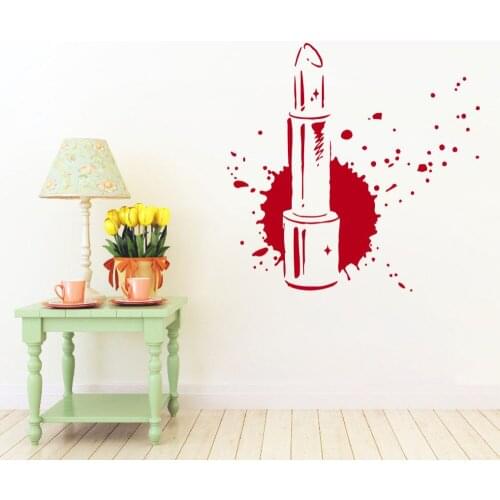 Vinolos paredes Wall Decals Beauty Salon Lipstick Decal Vinyl Wall Sticker Makeup Salon Shop Window Decor Removable Mural ZA253