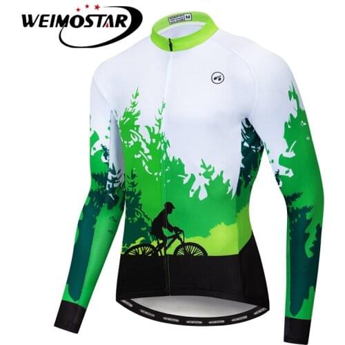 Weimostar Mens Autumn Cycling Jersey Long Sleeve Pro Team Bicycle Clothing Mountain Bike Jersey Breathable Cycling Wear Clothes