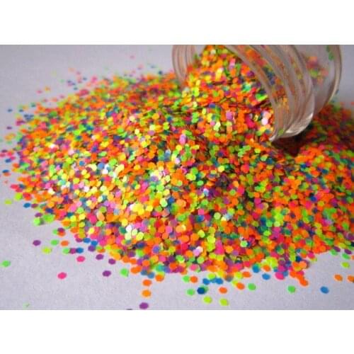 Bright Mix Neon Hex Glitter Loose Glitter, Solvent Resistant glitter G392