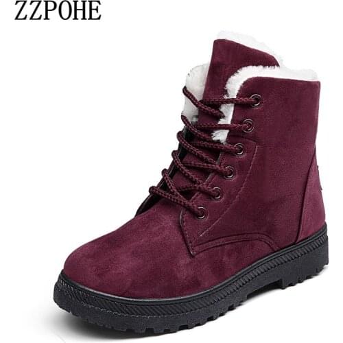 ZZPOHE Autumn Winter Shoes Women Flats Ankle Boots Woman Cotton Boots Mother Non-slip Plush Warm waterproof Snow Boots