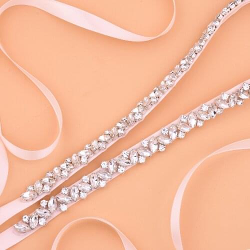 Wedding belt crystal Rhinestones Bridal Belt Silver Diamond Bridal sash For Wedding Gown J135S long length