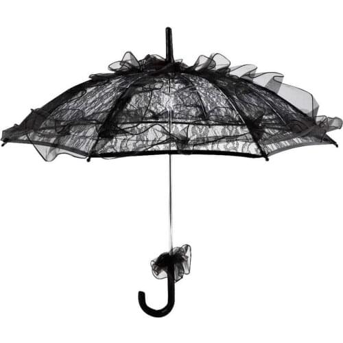 Holiday DIY Decorations Black Color Lace Umbrella Parasol for Lady Women Party Decor Dancing Photography Prop Garlands Wedding
