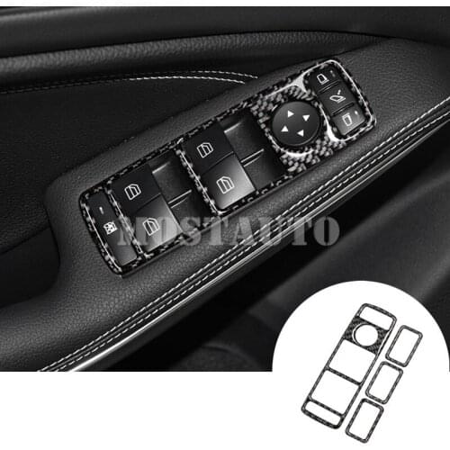 Carbon Fiber Car Door Window Button Trim Cover For Benz A-Class W176 B-Class W246 2012-2018 4pcs Car Accessories Interior
