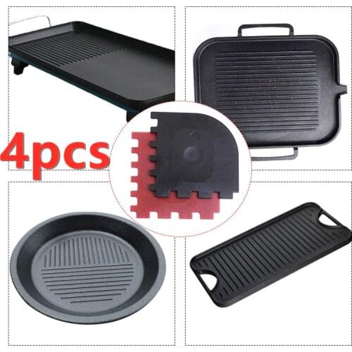 4pcs BBQ Scrapers Cleaning Boards Spatulas Durable Spatulas Set For Cast Iron Scrapers Cleaner BBQ Tools Plastic Grill Pans