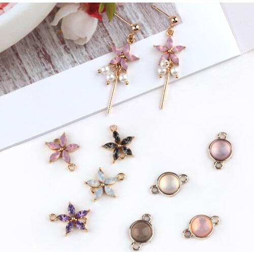 50pcs/lot Gold color Zinc Alloy Circle Flowers Connector Charms Pendants For DIY Earring Jewelry Bracelet Accessories