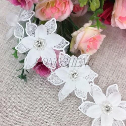 3Y/lot Flower Chiffon Beaded Lace Decoration Accessories Curtain Three-dimensional Laciness Accessories TX1013