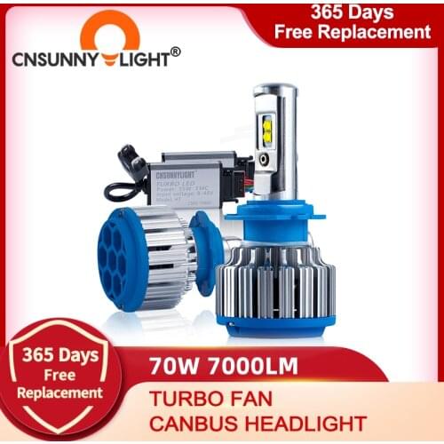 CNSUNNYLIGHT Car Headlight H7 H4 LED H8/H11 HB3/9005 HB4/9006 H1 H3 9012 H13 9004 9007 70W 7000lm Auto Bulb Headlamp 6000K Light