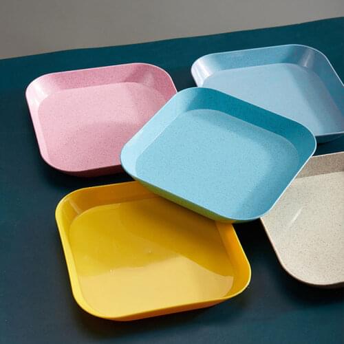 Large Square Wheat Straw Tableware Spit Bone Dish Household Plastic Wheat Dish Nordic Dining Garbage Dish Sauce Dish