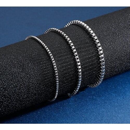 KALEN Wholesale Box Chain Bracelet Men Women Stainless Steel 19-24cm Link Chain 3mm Width Bracelets Cheap Jewelry 2020