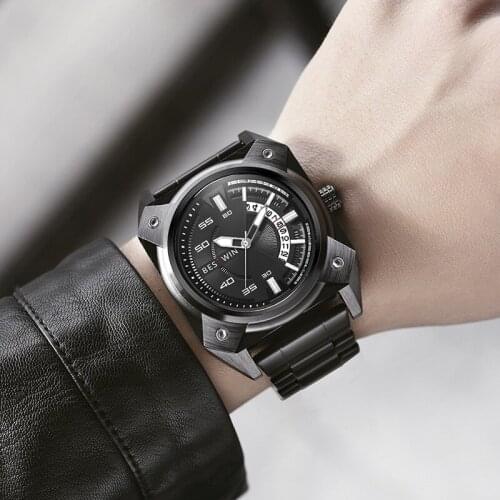 Mens Electronic Watch Compass Waterproof Luminous Metal Pointer Digital Sport Mens Business Steel Watch with Quartz Clock