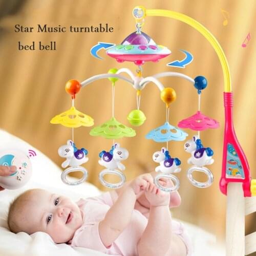 Baby bed bell 0 / 1 year old ringing bell remote control music projection appease infant toy