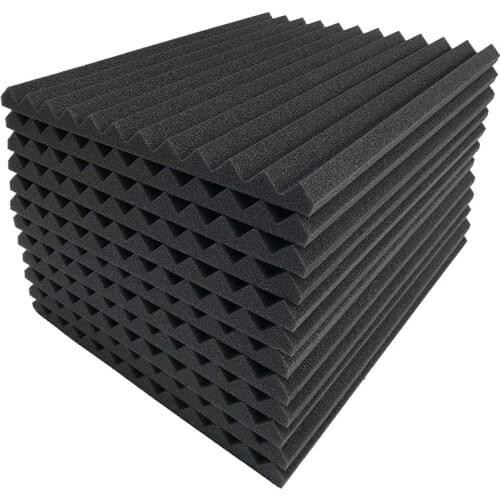 Hot AD-12 Pcs Black Acoustic Panels Soundproofing Foam Acoustic Tiles Studio Foam Sound Wedges 2.5 x 30 x 30cm