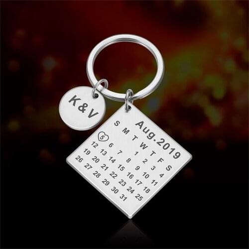 Tangula Custom Anniversary Gift Special Day Calendar Keychain Husband Boyfriend Couple Gift for Birthday Wedding Valentines Day