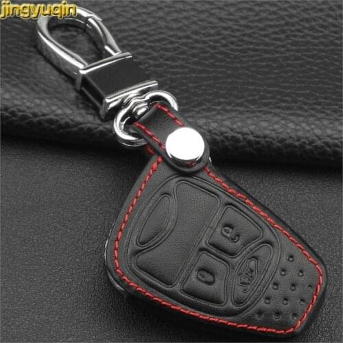 Jingyuqin for Chrysler Jeep Dodge Ram Caliber Nitro Patriot Pacifica Liberty FOB 3 Buttons Car key Leather Case Cover Styling