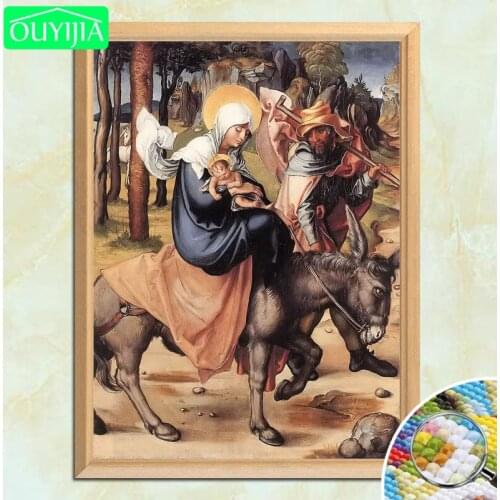 Durer Famous Painting "the seven sorrows of the virgin- the flight into egypt" 5D DIY Diamond Painting Full Square Diamond Pic