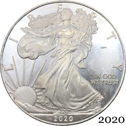 United States America 2020 In God We Trust 1 OZ Fine Silver Bullion Eagles One Dollar Silver Plated Copy Commemorative Coin