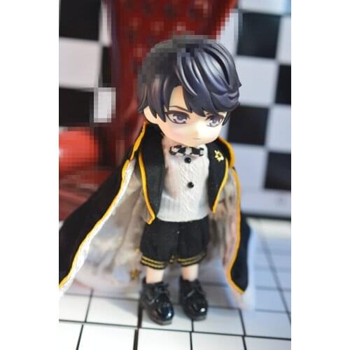 OB11 doll clothing size fashion new black shawl + white undershirt + vest + black short pants + super cool super handsome 4 suit