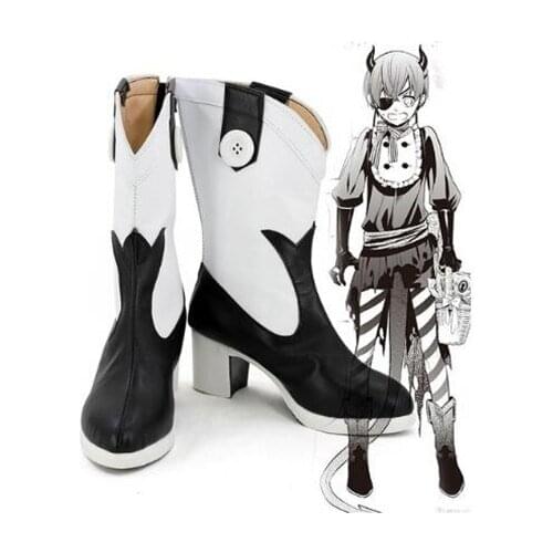 Kuroshitsuji Black Butler Ciel Phantomhive Cosplay Boots Shoes Costume Accessories Halloween Party Boots for Adult Men Shoes