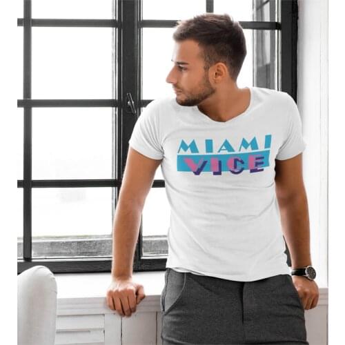 Miami Vice Vaporwave Harajuku T Shirt Mens Pure Cotton Vintage T-Shirt O Neck Tee Shirt Short Sleeve Tops Gift Idea