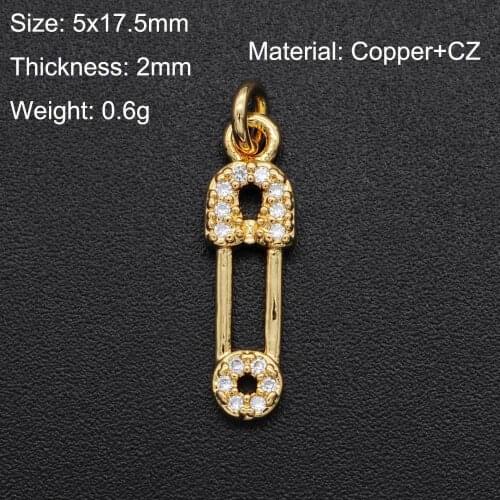 Copper Micro Inlaid Zircon Pin Pendant DIY Bracelet Necklace Copper Jewelry Accessories Double Circle Pin Pendant, Wholesale