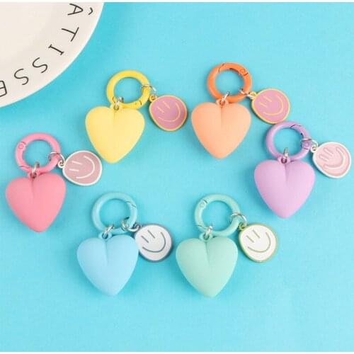 Cute Candy love heart Smart Phone Strap Lanyards for iPhone 11 cover Strap with Keychain Bag Decoration Mobile Phone Strap Rope