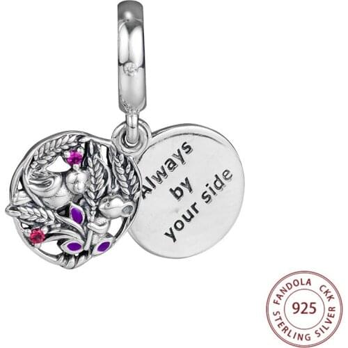 Fashion 925 Sterling Silver Always By Your Side Dangle Charm Beads for Jewelry Making Fits Europe Bracelet berloques