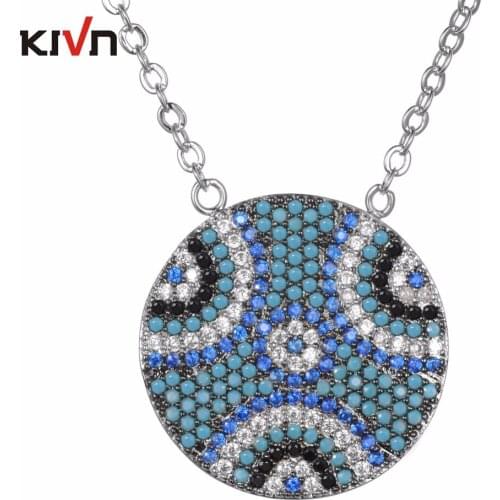 KIVN Womens Fashion Jewelry Turkish Blue eye Pave CZ Cubic Zirconia Bridal Wedding Pendant Necklaces Girls Mothers Day Gifts