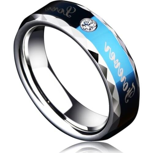 New Modern Fashion 6mm Blue Men And Women Ring Tungsten Carbide Couple Wedding Ring, Eternal Love Couple Jewelry Size 6-13