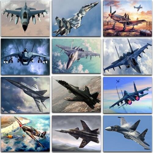 ZOOYA Rushed Diy Diamond Painting Russian Plane Fighter Picture Set Embroidery Rhinestones Cross Stitch Home Decor AT497