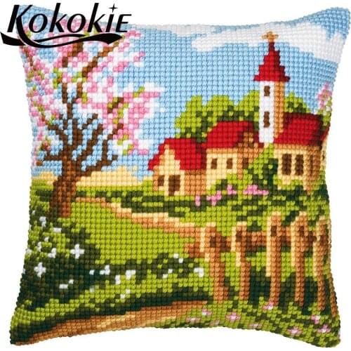 Handmade Embroider Needlework kits Cross stitch For Embroidery pillow kit landscape scenic fabric Cross-Stitching diy cushion