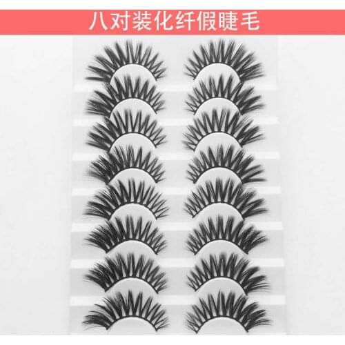 8 Pairs Lashes Long 3D Faux Mink Eyelashes Lashes False Eyelashes Thick Handmade Full Strip Lashes Natural Volume Soft Mink