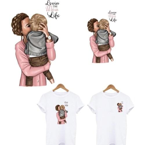 DIY Patch Super Mom&Baby Iron-On Transfers For Clothing Washable Women T-shirt Jacket Thermal Sticker On Clothes Applique Decor