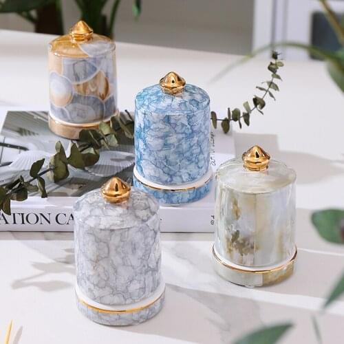 Nordic Ceramic Toothpick Container European Marbling Toothpick Box Can Barrel Hotel Restaurant Household Toothpick Holder ZH672