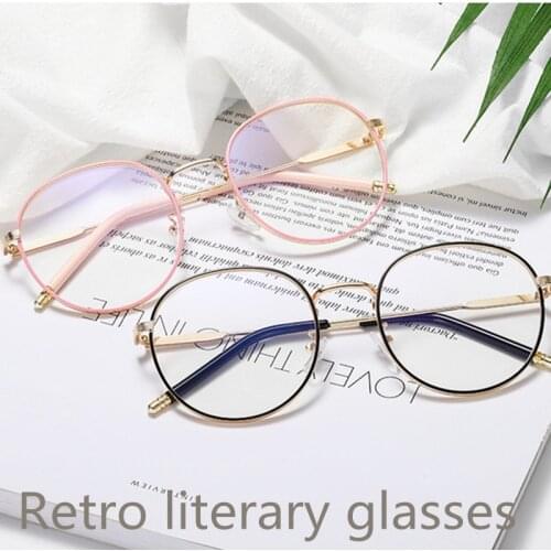 2020 Anti Blue Light New Frame Metal Retro Round Optical Sepectacles Plain Eyewear elegant reading glasses women Gafas okulary
