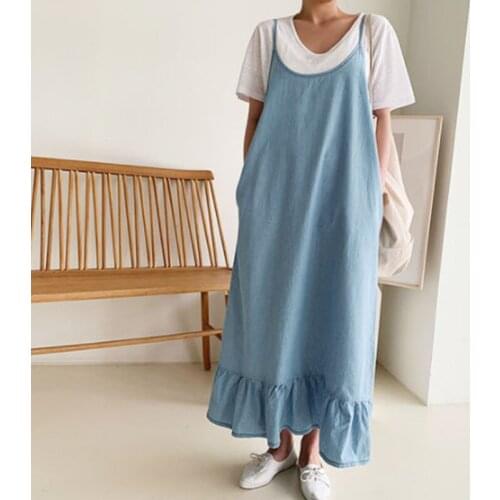 New Korean style sling sleeveless long dress women Relaxed fashion commute dresses for women 2021