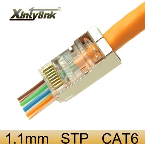 Xintylink EZ rj45 plug ethernet cable connector cat6 cat5e cat 6 rg rj 45 network stp 8P8C cat5 shielded jack conector lan metal