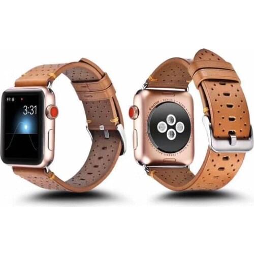 Luxury Genuine real Leather strap For Apple Watch band se 42 38 40mm 44mm bracelet For iwatch Series 6 5 4 3 2 1 bukle