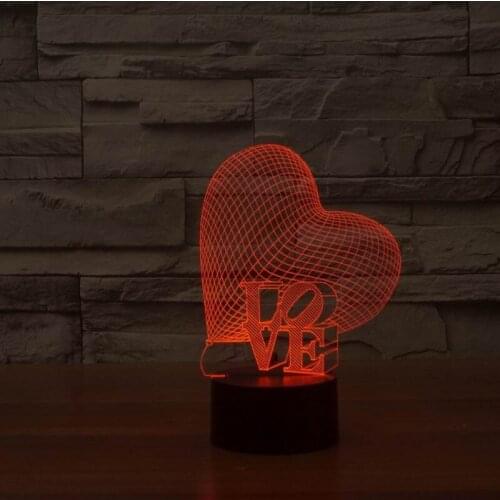Christmas decorations for home Beautiful Love Heart Shape 3D Night Light 3D Bedroom Lamp for Indoor Luminaria YJM-2976