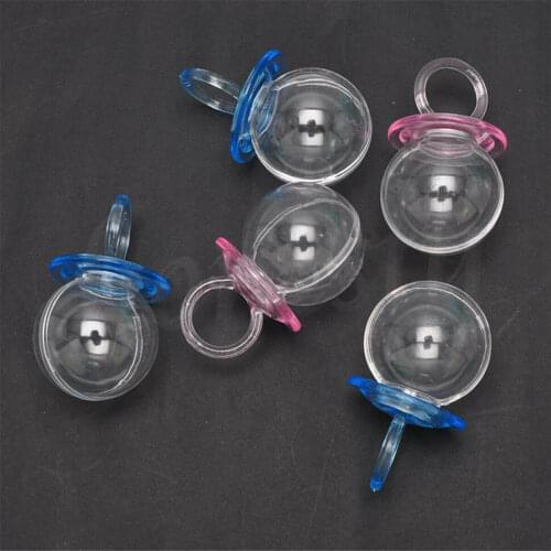 Pink/Blue Clear Fillable Pacifier Shape Bottles Baby Shower Candy Box Favor