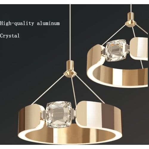 Nordic luxury chandelier luxury modern restaurant crystal black gold bar ring creative simple led designer