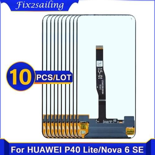 10PCS Original 6.4'' Lcds Replacement for Huawei P40 Lite LCD Touch Screen Digitizer Assembly for Nova 6 SE Display with frame