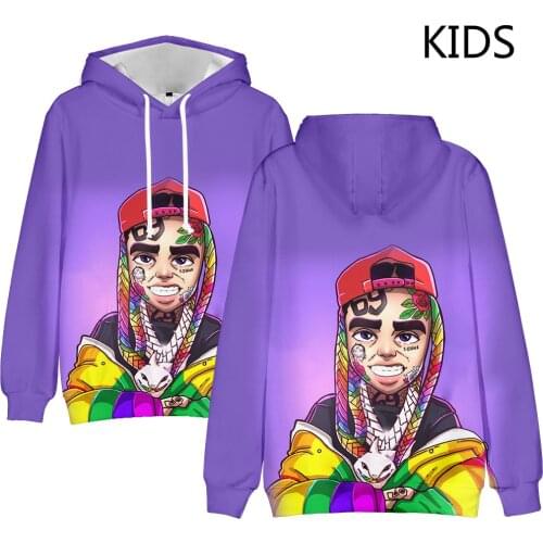 2 to 14 years old Kids Hoodie Rapper 6ix9ine Hoodies Tekashi 69 3D Color Printing Sweatshirts Spring Autumn Personalized Hoodie