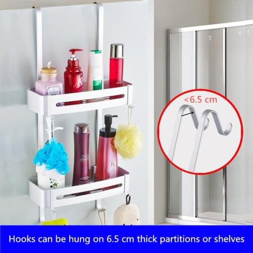 Bathroom Accessories Black Corner Shelf Space Aluminum Wall Hanging 2 Layer Hanging Basket Free Punching Bathroom Storage Rack