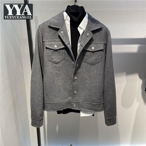 High Quality Wool Blend Jacket Male Slim Fit 2021 Autumn Winter Daily Classic Grey Business Casual Short Coat Mens Jackets New