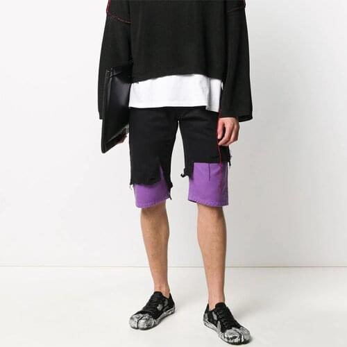 High quality new design custom stitching ripped denim shorts mens summer clothing