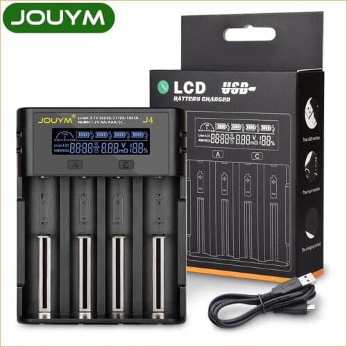 JOUMY LCD 18650 Battery Charger Charging 18650 3.7V 21700 26650 1.2V Ni-MH/Cd,SC, C A AA AAA Charger NiMH 18650 Charger