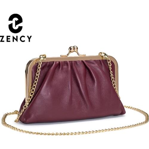 Zency Soft Genuine Leather Handbag 2021 New Fashion Large Capacity Design Female Chain Bag High Quality Evening Crossbody Bags