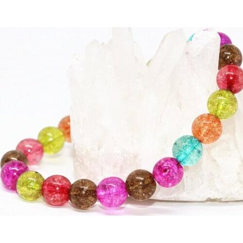 Beautiful Bracelets simulated tourmaline multicolor crystal 8mm round beads women girl party gift fine diy jewelry 7.5inch B2166