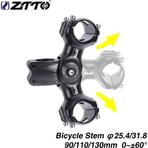 ZTTO Bicycle Adjustable Stem 31.8mm 25.4mm 60 Riser 90 110 130mm fiting for XC MTB Mountain Road City Bike Bicycle Cycling part