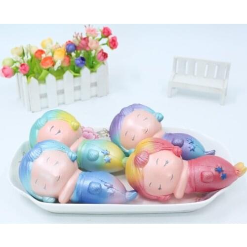1pcs cute Mermaid Squishy Slow Rising kawaii cartoon doll squeeze toys food PU Squishy Anti-stress Vent Toy fun gifts new style